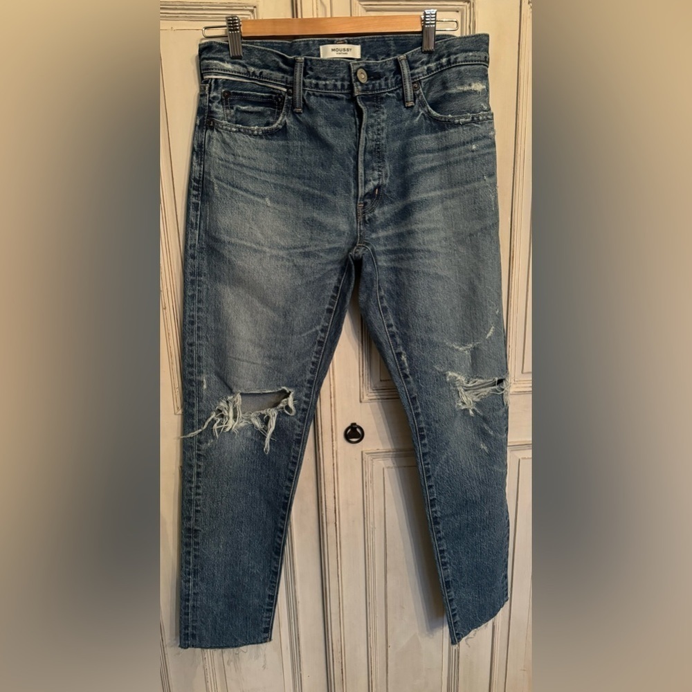 Moussy Distressed Blue Denim Jeans